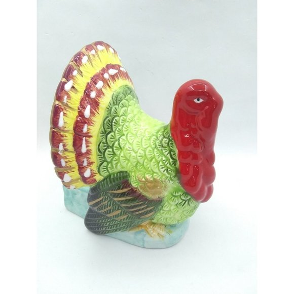 VTG Vermont Store Give Thanks ceramic Turkey Candle Holder W/Box 7" approx. - Picture 1 of 12